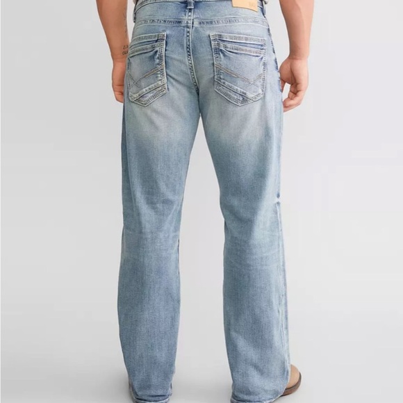 Buckle BKE Tyler Jeans Straight Leg Medium Wash Blue Denim Distressed Stretch33S - Picture 3 of 16